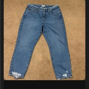Good American Distressed High-Waist “Good Girlfriend” Jeans